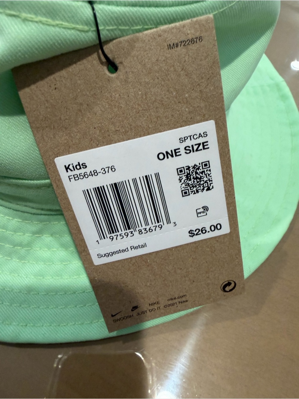 Nike Kids' Mint Green Bucket Hat new - Picture 3 of 5